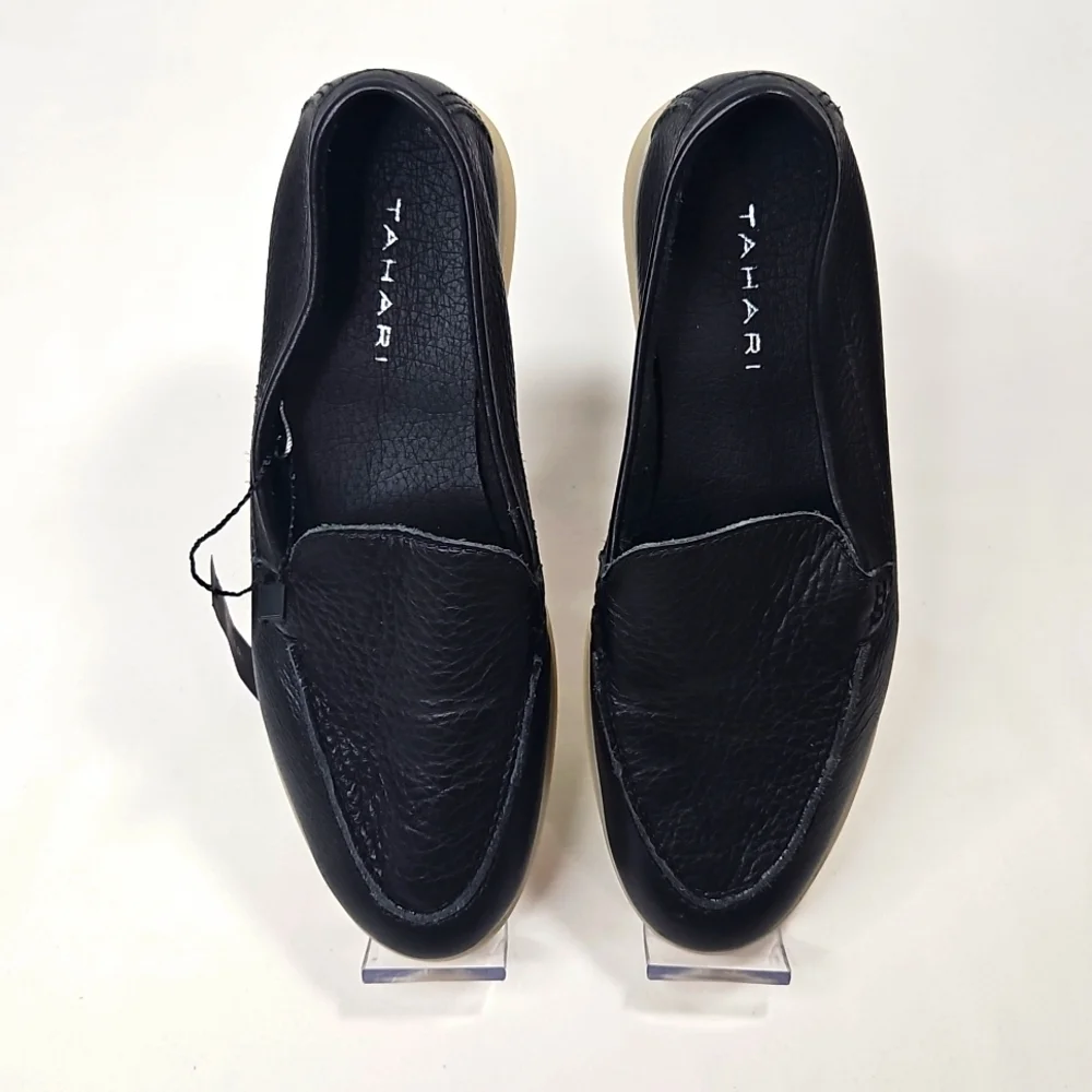 Tahari Black Leather Loafers Size 6